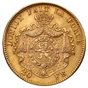 20 Franaka zlatnik Leopold II