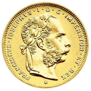 8 Guldena / 20 Franaka zlatnik 