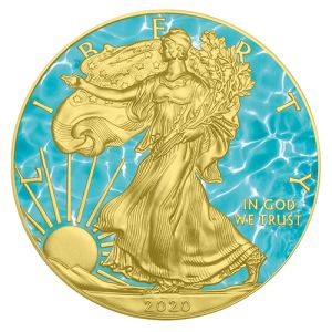 1 unca srebrni novčić Američki Orao 2020 – Voda, Art Color Collection