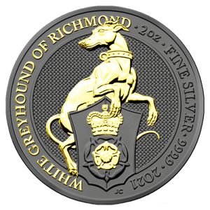 2 unce, srebrni novčić Beli hrt iz Richmond-a, Art Color Collection 2021